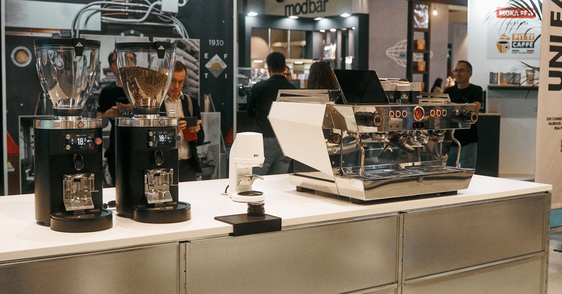 Mahlkoenig grinder with La Marzocco espresso machine