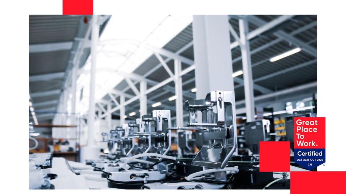 great place to work badge and factory photo